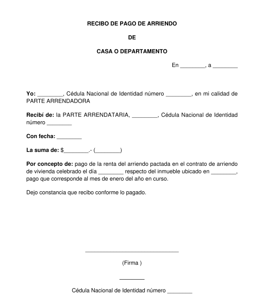 Recibo De Arriendo Modelo En Formatos Word Y Pdf