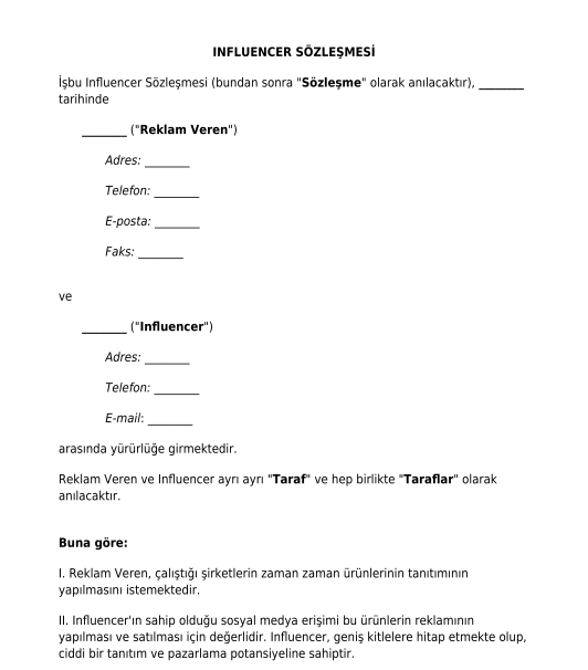 Influencer S Zle Mesi Rnek Ablon Word Ve Pdf