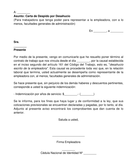 Carta de Despido por Desahucio - Modelo | Word y PDF
