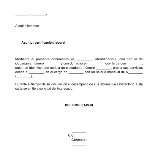 Certificación Laboral - Modelo, Ejemplo - Word y PDF