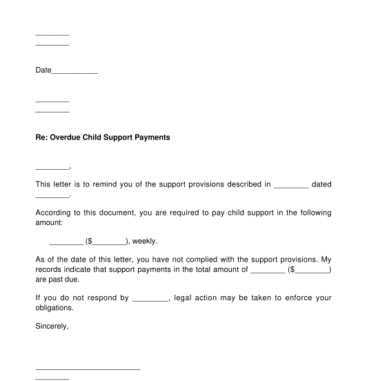 Child Support Application Letter Sample Template