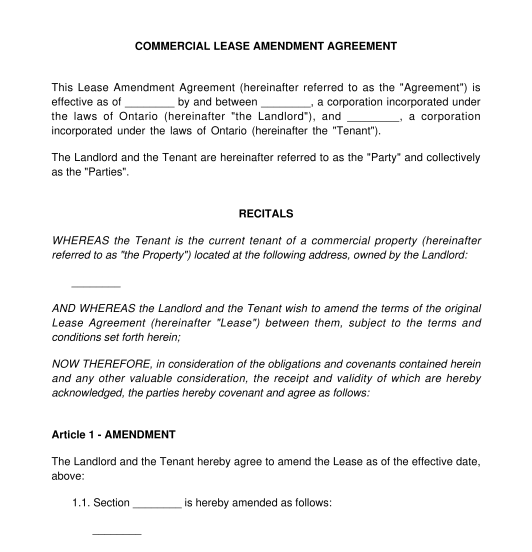 Commercial Lease Amendment Agreement