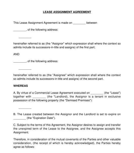what is a assignment lease
