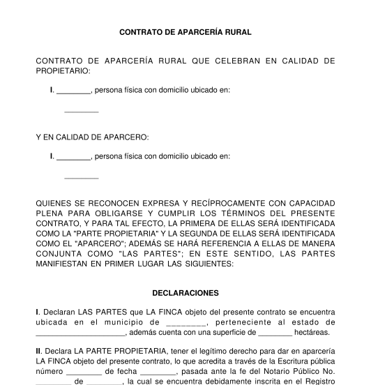 Contrato de Aparcería - Modelo en Formatos Word y PDF