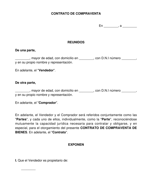 Contrato de Compraventa de Bienes - Modelo - Word y PDF