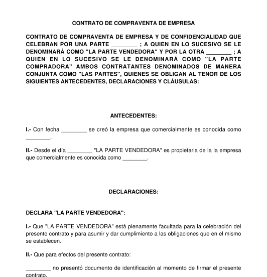 Contrato de Compraventa de Empresa - Modelo Word y PDF