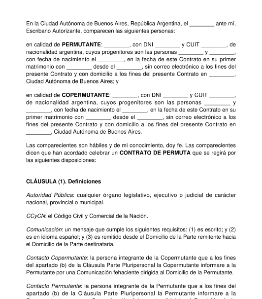 Contrato de Intercambio de Cosas - Modelo (Word y PDF)