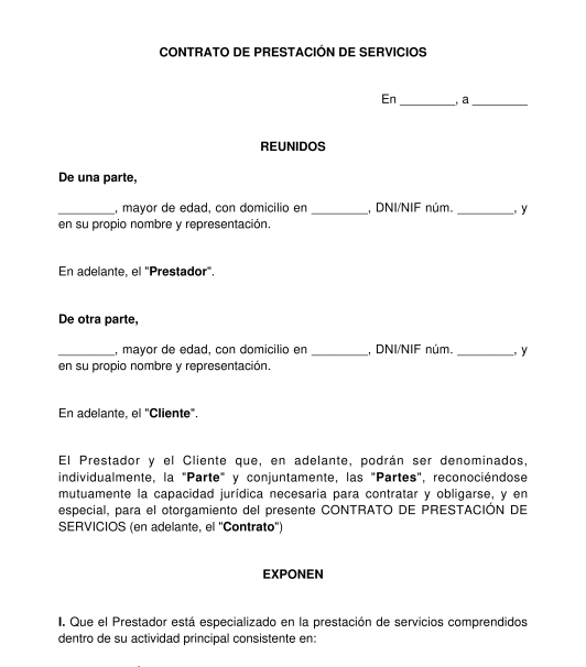 Contrato de Prestación de Servicios - Modelo Word y PDF