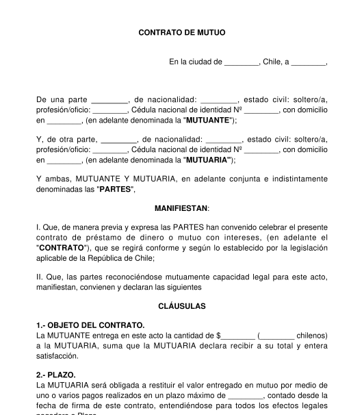 Contrato de Préstamo de Dinero - Modelo | Word y PDF