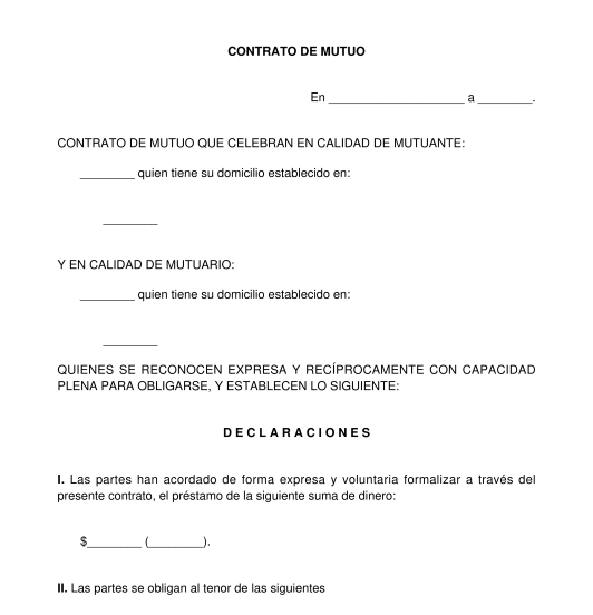 Contrato de Préstamo de Dinero - Modelo | Word y PDF