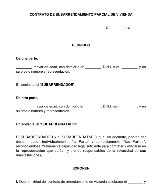 Contrato de Subarriendo - Modelo, Formato - Word y PDF