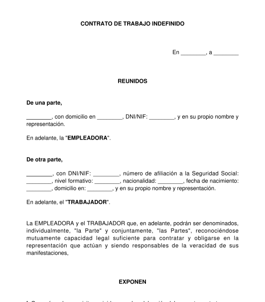 Contrato de Trabajo - Modelo, Formato - Word y PDF