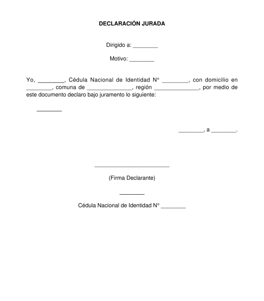 Modelo declaracion juramentada ante notario