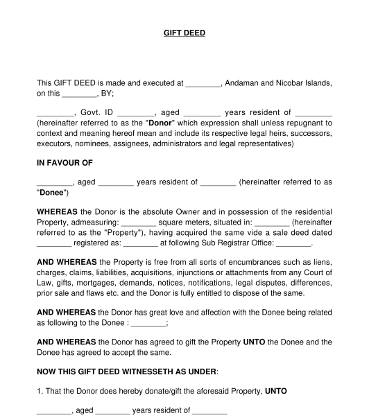 Free Printable Gift Deed Form TUTORE ORG Master Of Documents