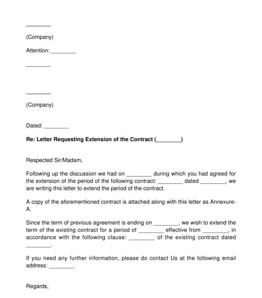 Letter Requesting Extension or Renewal of a Contract