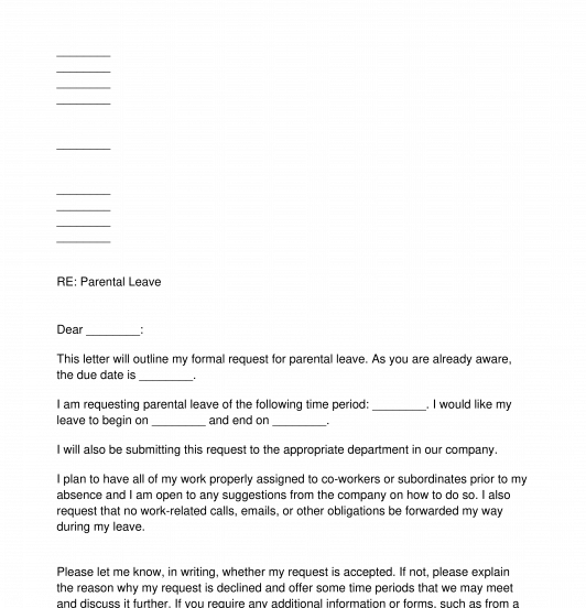 Letter Requesting Parental Leave Sample Template