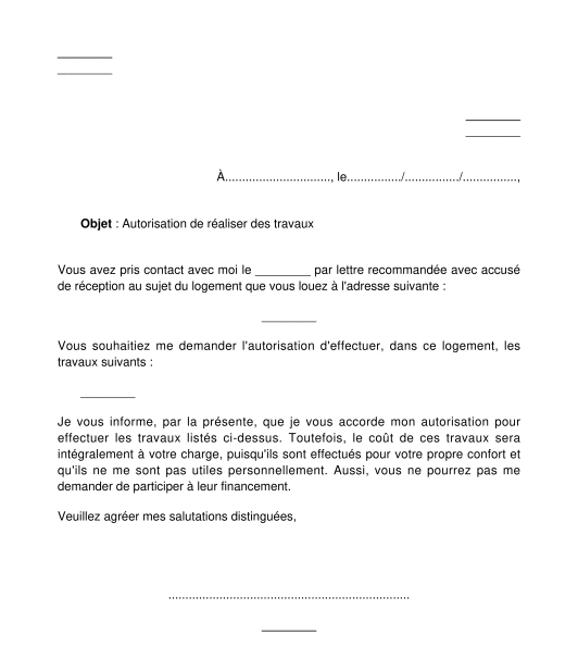 lettre de demande de travaux au bailleur