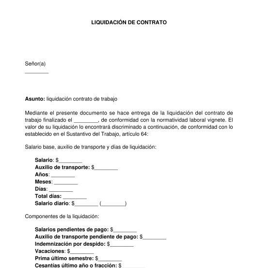 Liquidación por despido sin justa causa