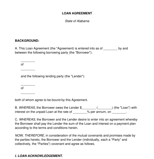 loan agreement template word document
