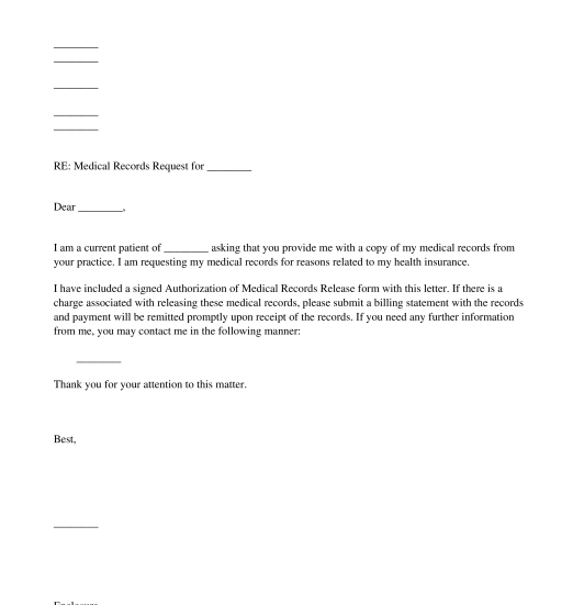 Medical Records Request Template Word PDF