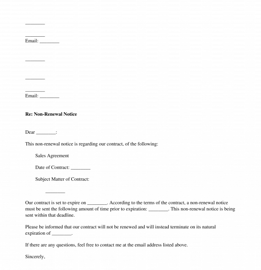 Notice For Non Renewal Of Contract Sample Template