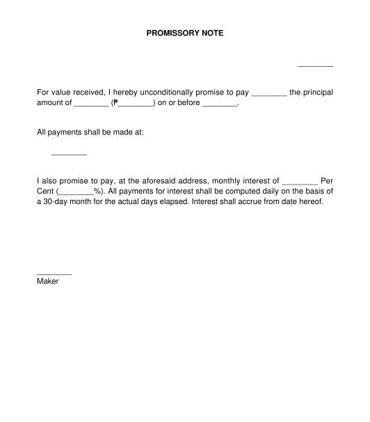 Legal Promissory Note Template