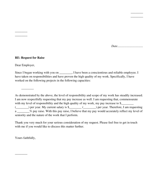 Request For Raise Letter Template Sample Design Layout Templates