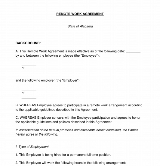 Remote Work Agreement FREE Template Word And PDF