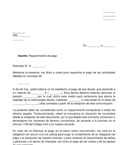 Carta De Requerimiento De Pago Por Deuda Image To U 0747