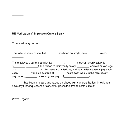 Employer Salary Verification Letter Database Letter Template Collection