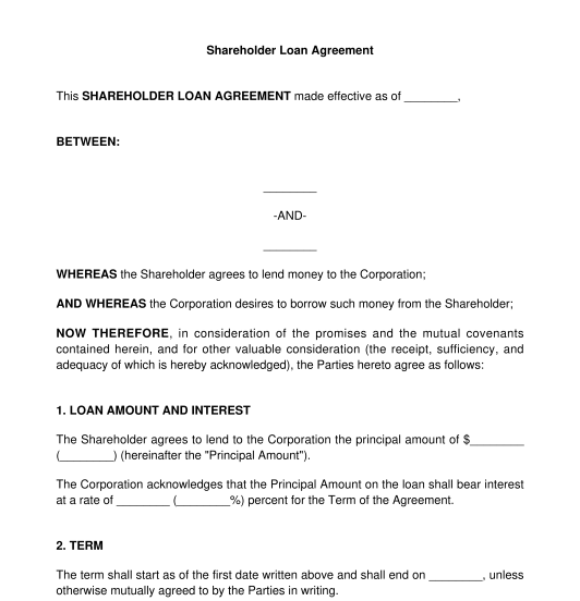 Shareholder Loan Agreement