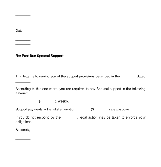 Spousal Support Letter Template Word PDF