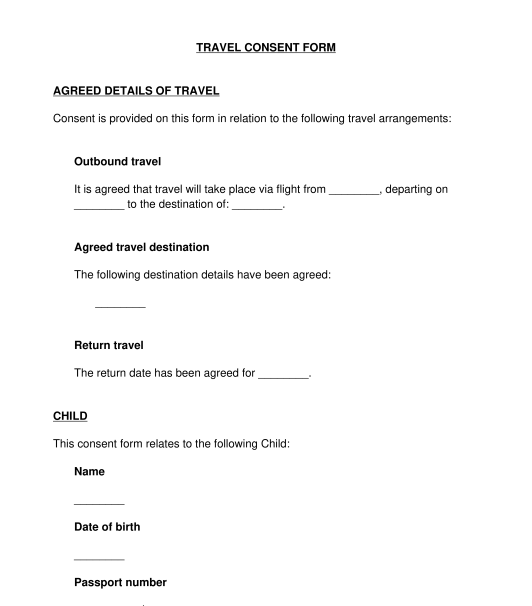 Free Child Travel Consent Form Template Pdf Uk Besttravels