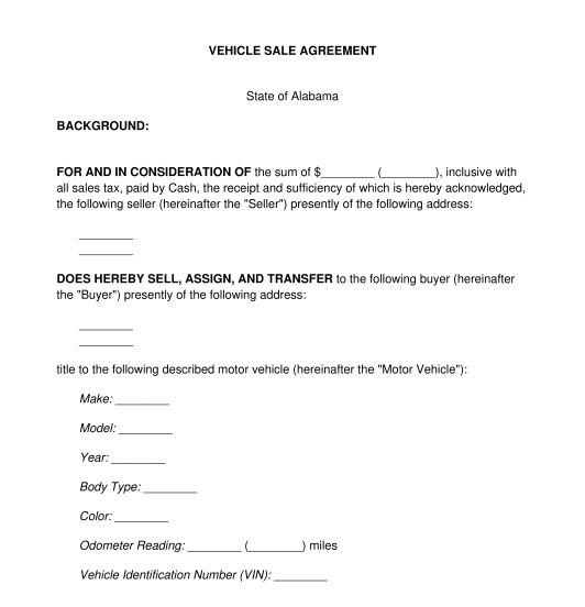 40 Used Car Vehicle Purchase Agreement Word Images James M Sandoval