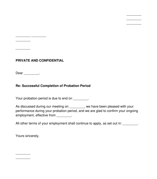 End Of Probation Letter Sample Template