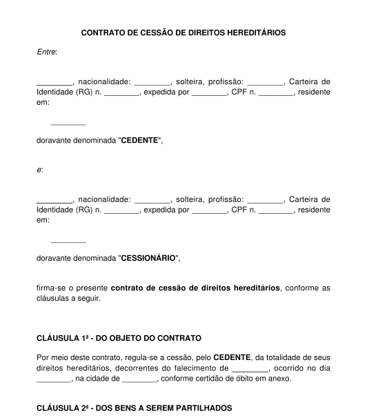 Contrato De Promessa De Cessão De Direitos Hereditários 0482