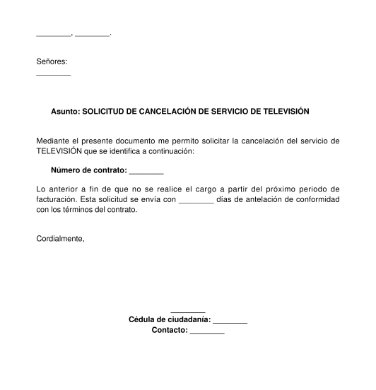 Carta De Cancelaci N De Servicio Modelo Ejemplo