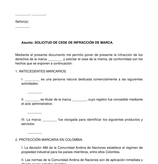 Carta De Cese Y Desistimiento De Uso De Marca Modelo