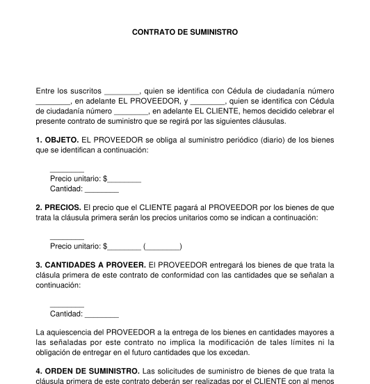 Contrato De Suministro Modelo Ejemplo Word Y Pdf 0643