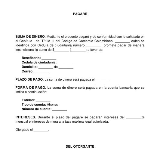 Pagaré Modelo Ejemplo Para Completar Word Y Pdf 4976