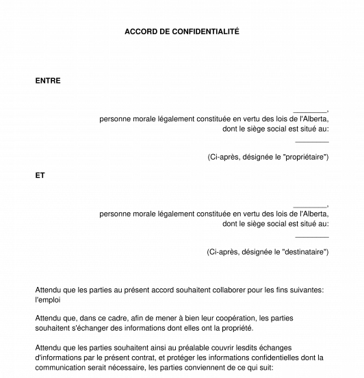 Accord De Confidentialité Modèle Exemple Word Et Pdf 4740