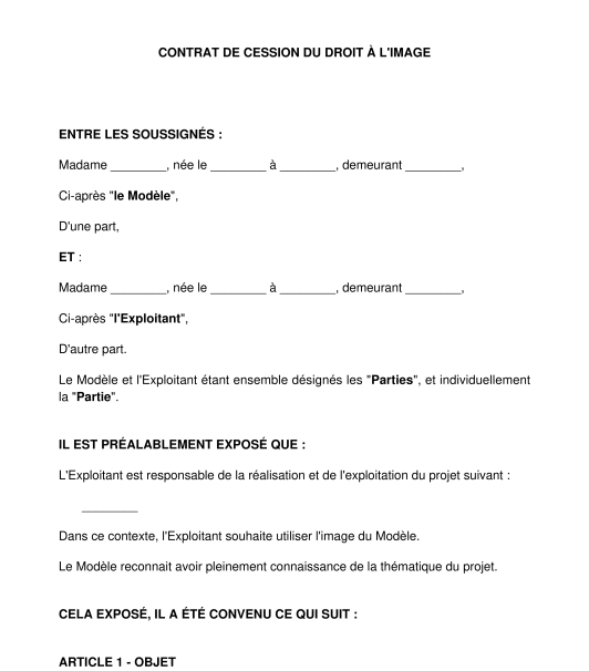 Contrat Cession Droit L Image Mod Le Exemple Type T L Charger