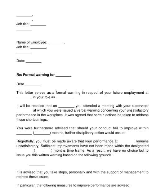 warning-letter-to-employee-sample-template