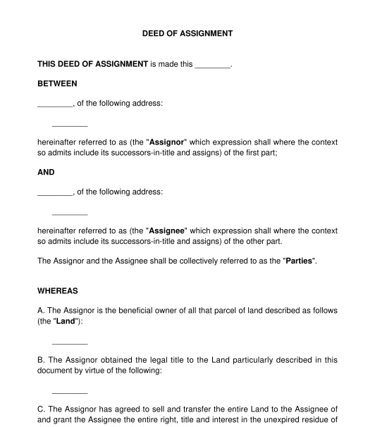 deed of assignment lhdn