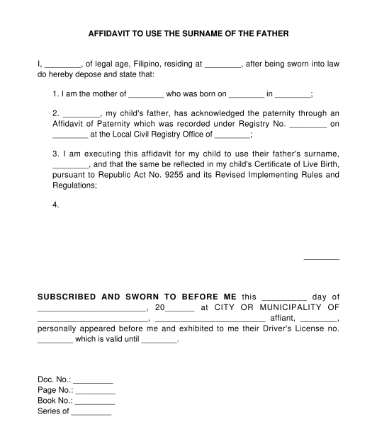 affidavit-to-use-the-surname-of-the-father-template