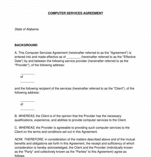 Computer Services Agreement Template Word PDF   Computer Services Agreement 