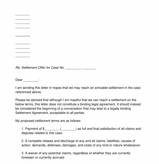 Settlement Offer Template