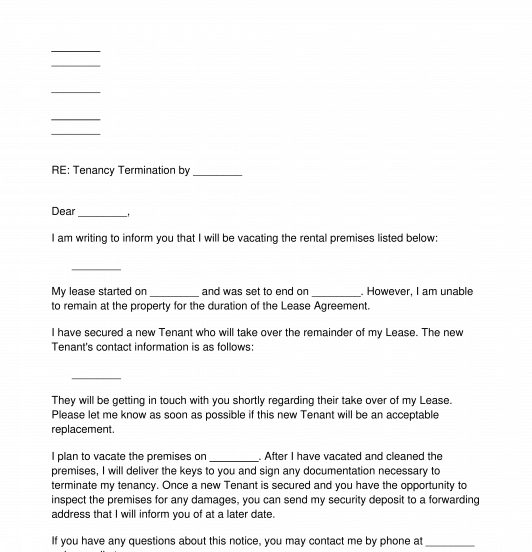 Termination Of Tenancy Letter Template Word And PDF